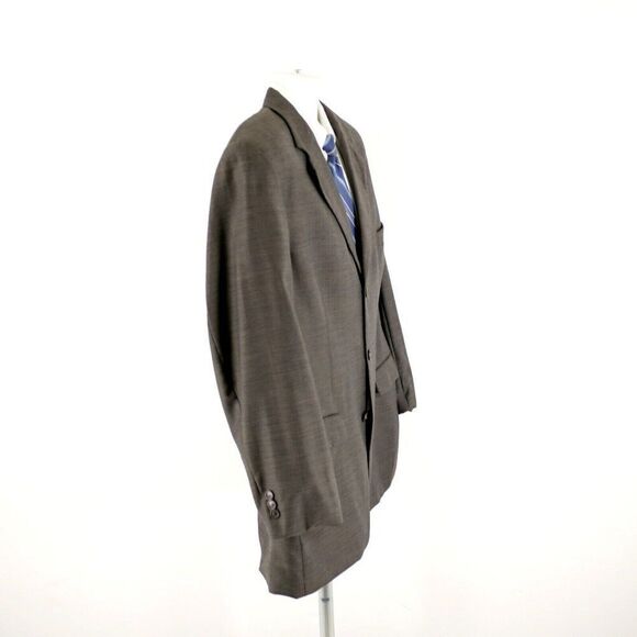 Brooks Brothers Gray Wool Sharksking W/ Brown Windowpane 3 Button Blazer 44L - Picture 8 of 13